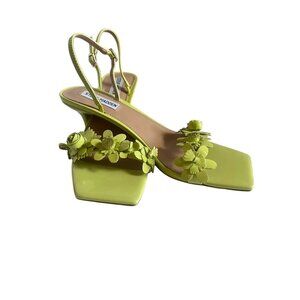 Steve Madden Rosalea Lime Green Patent Floral Slingback Heels Women's 9M NWOB